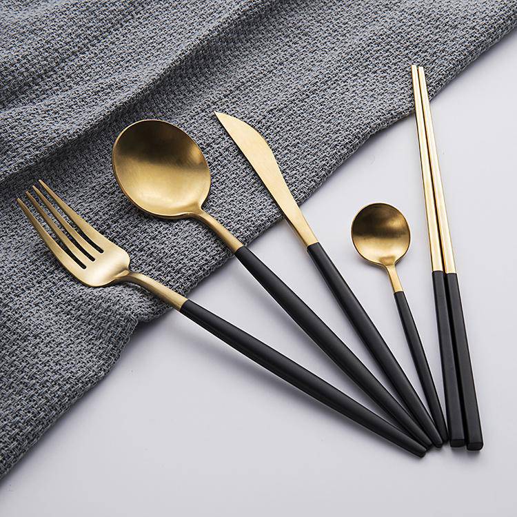 Home Decor Nordic Stainless Steel Dining Cutlery Set-Black Gold - The Decor Circle