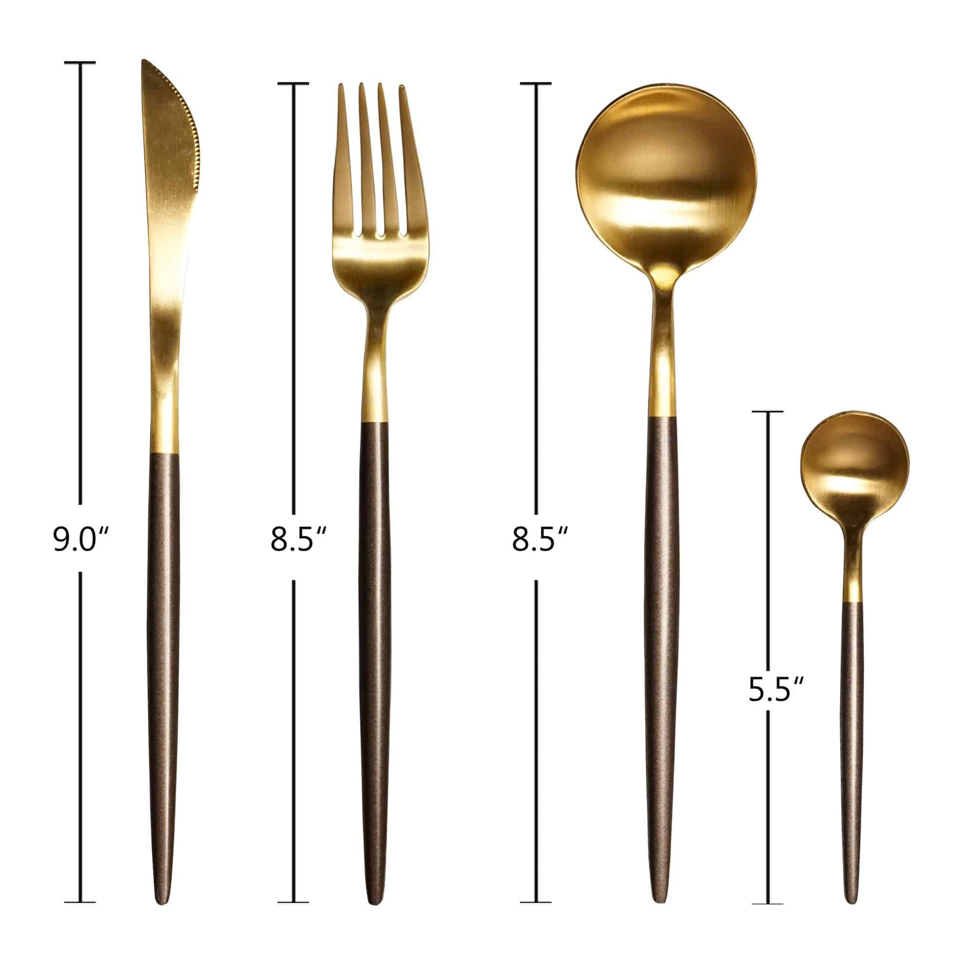Nordic Coffee Gold Dinner Cutlery Set (Set of 24 pieces)