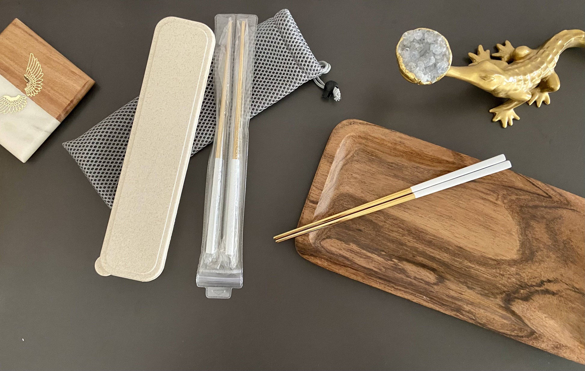 Nordic White Gold Chopsticks Cutlery - The Decor Circle
