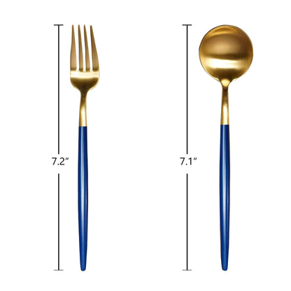 Starter/Snack Blue Gold Cutlery Set (Set of 12) - The Decor Circle
