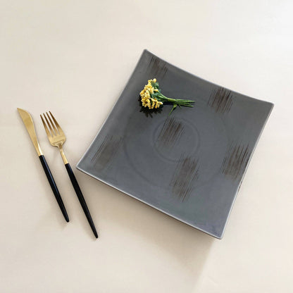 Grey Square Dinner Plate - The Decor Circle