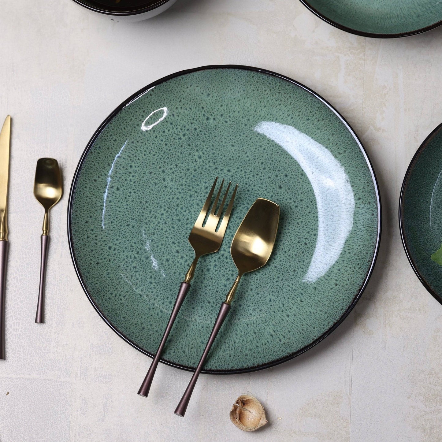 Luxury Inpensus Dinnerset Ceramic Green Dinner Plate (Large) - The Decor Circle