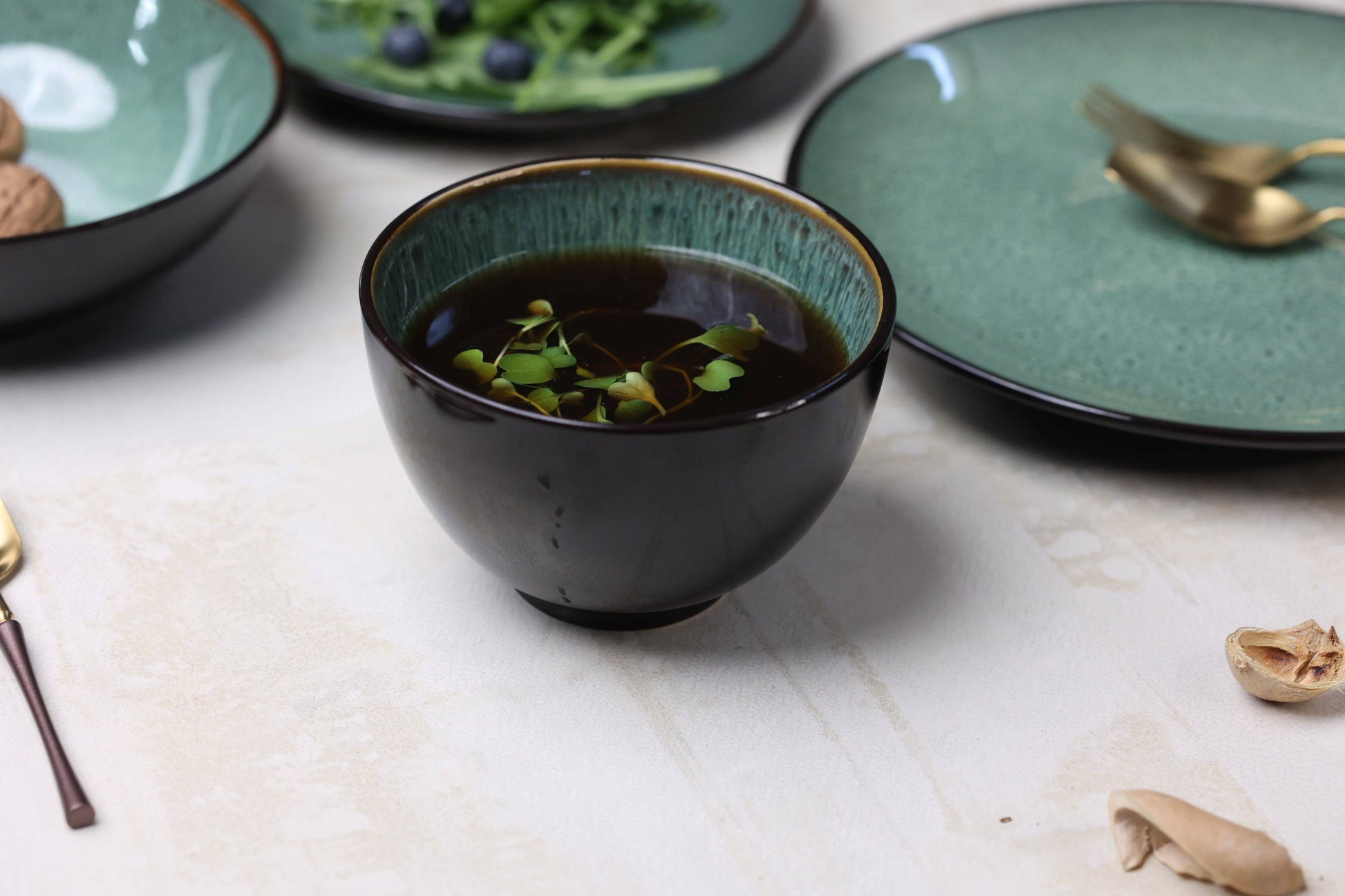 Luxury Inpensus Green Ceramic Dinnerset - 22 PCS - The Decor Circle