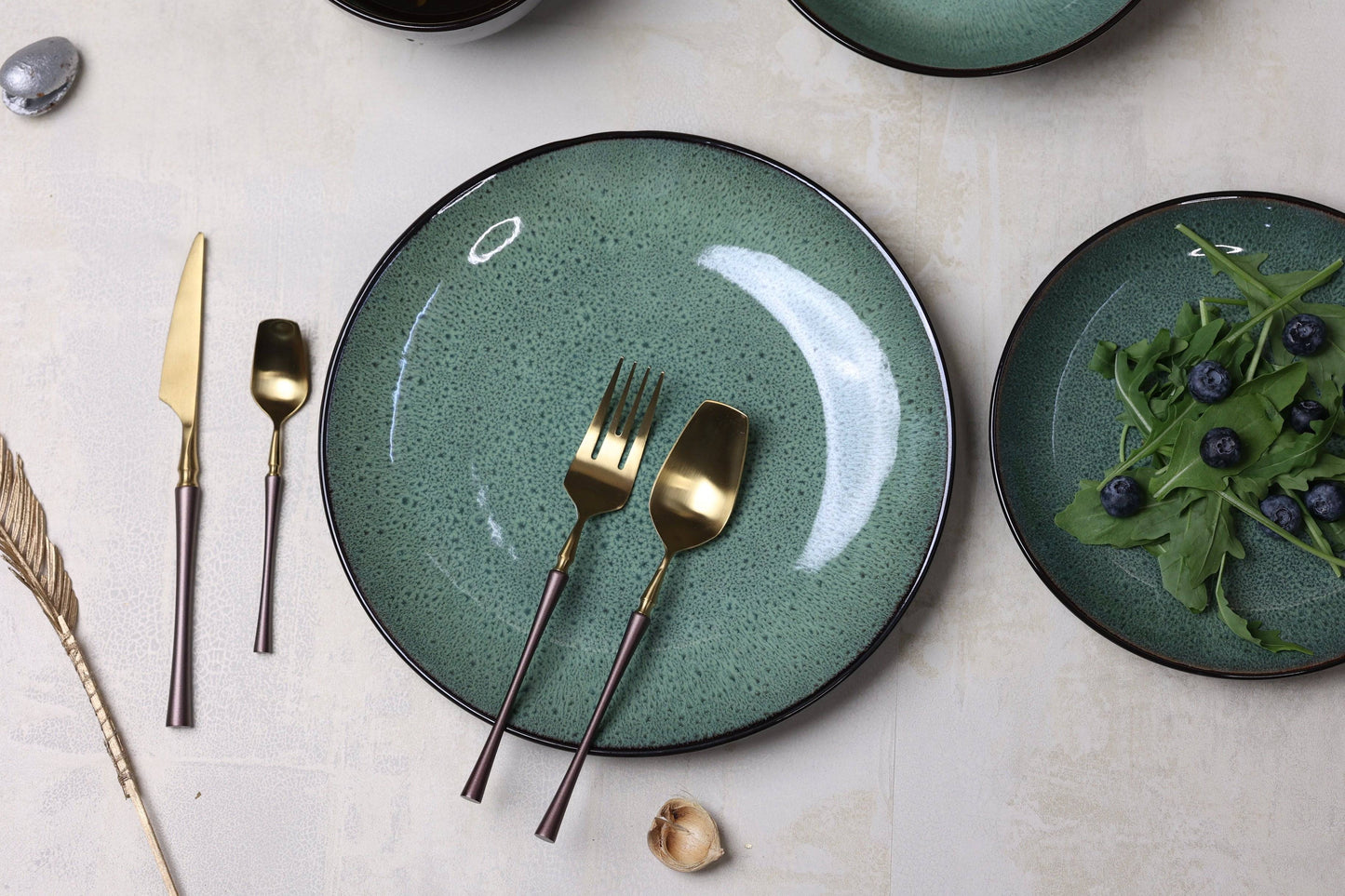 Luxury Inpensus Green Ceramic Dinnerset - 22 PCS - The Decor Circle