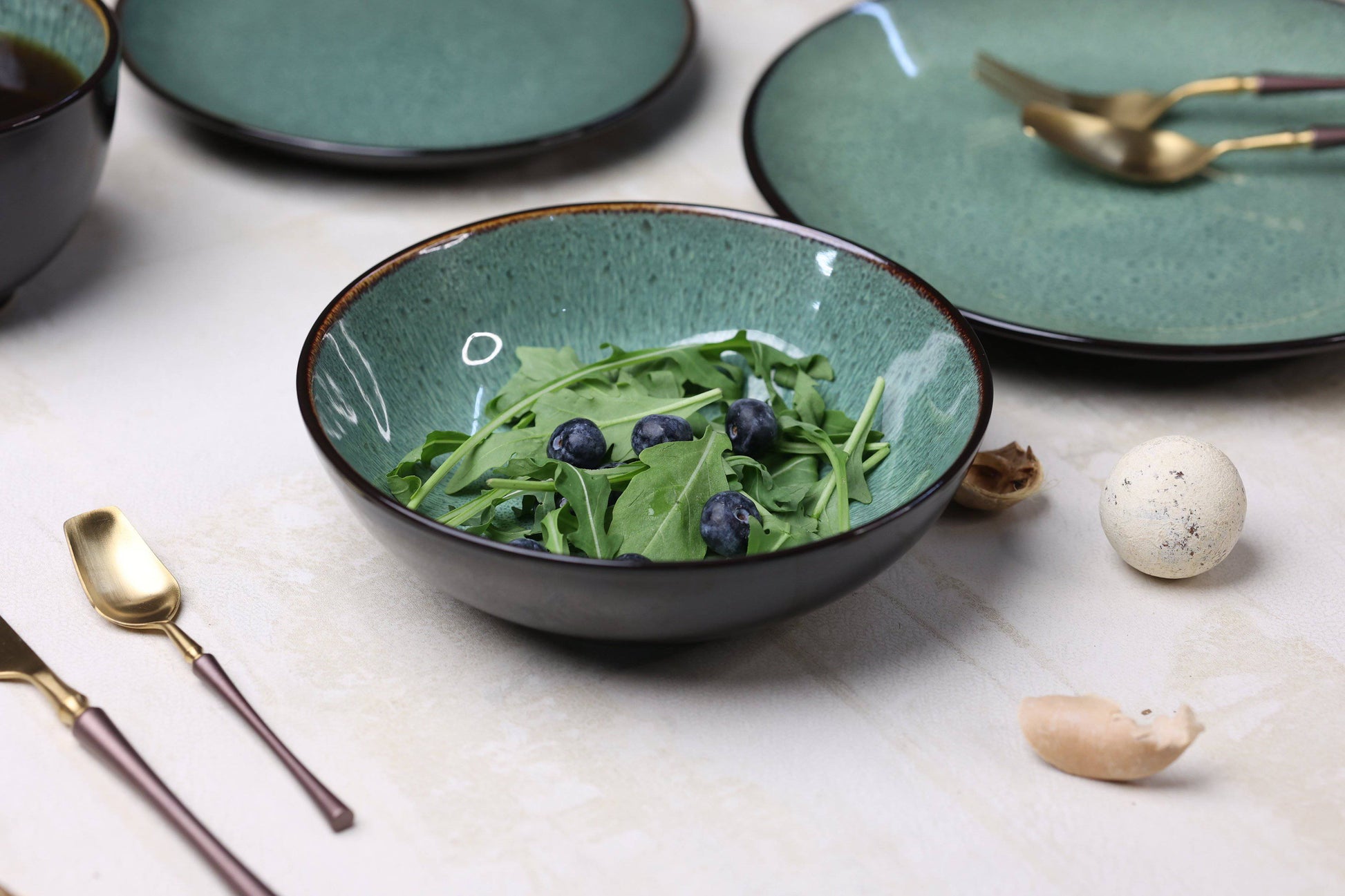 Luxury Inpensus Green Ceramic Dinnerset - 22 PCS - The Decor Circle