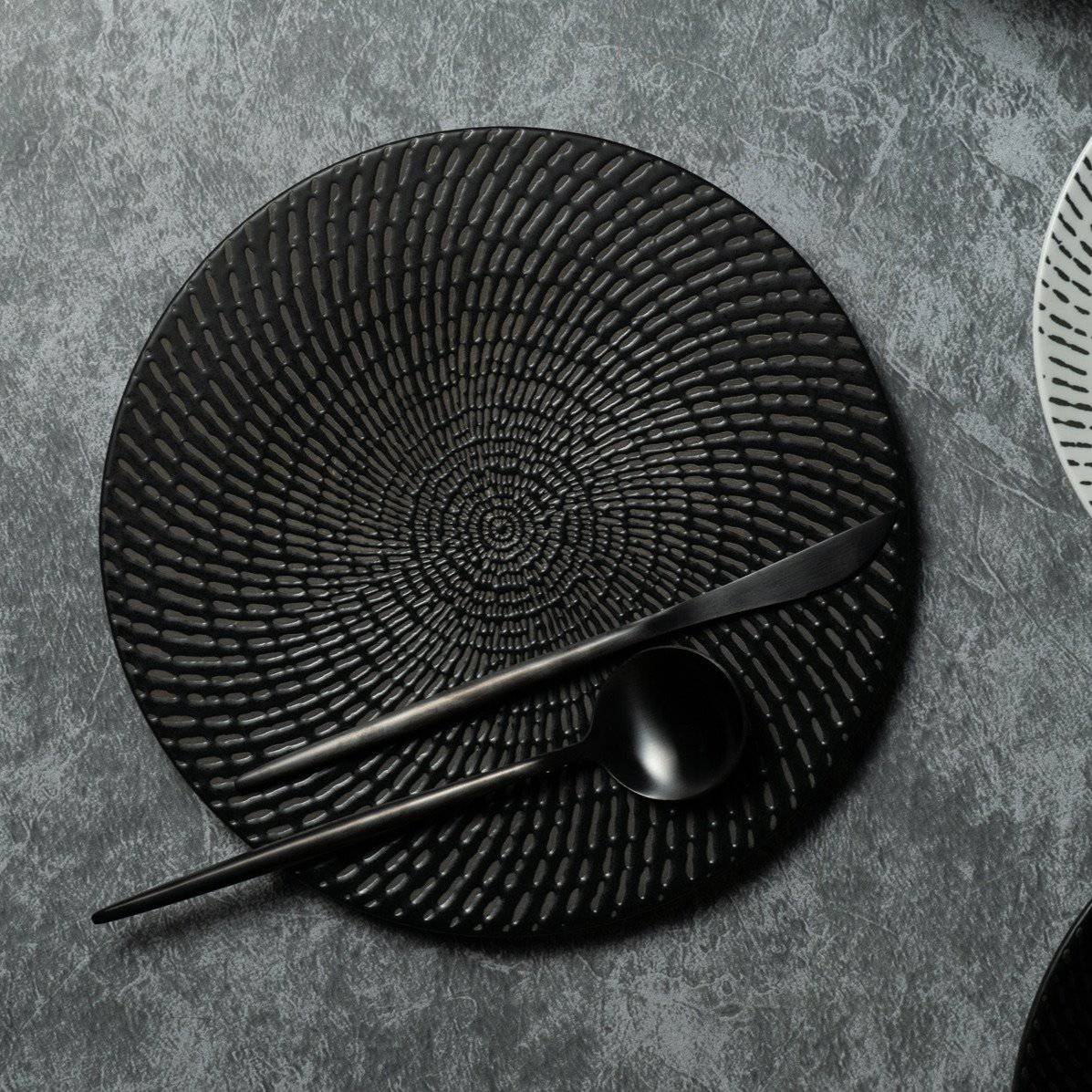 Tableware Mangata Modern Ceramic Black Plate - The Decor Circle