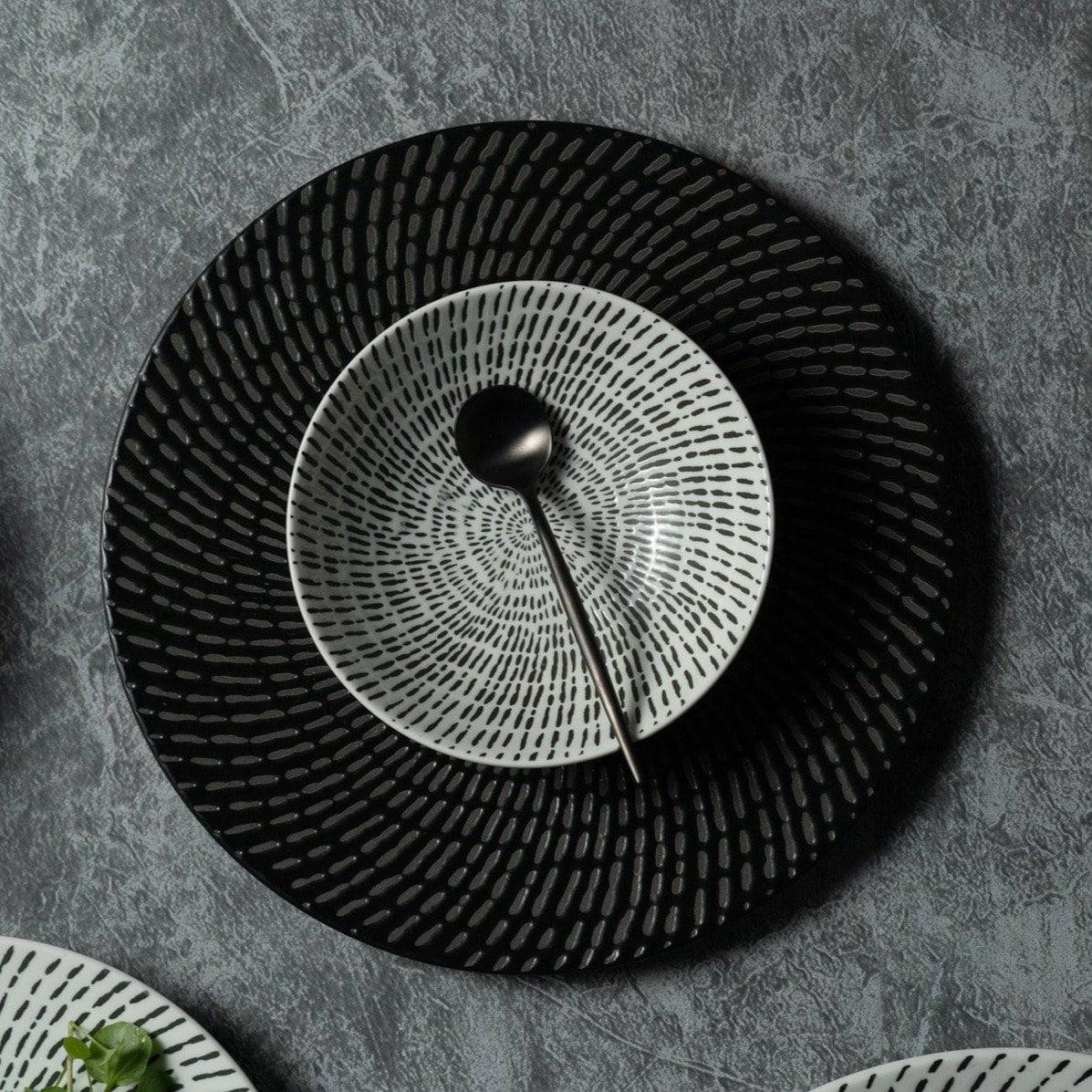 Tableware Mangata Modern Ceramic Black Plate - The Decor Circle