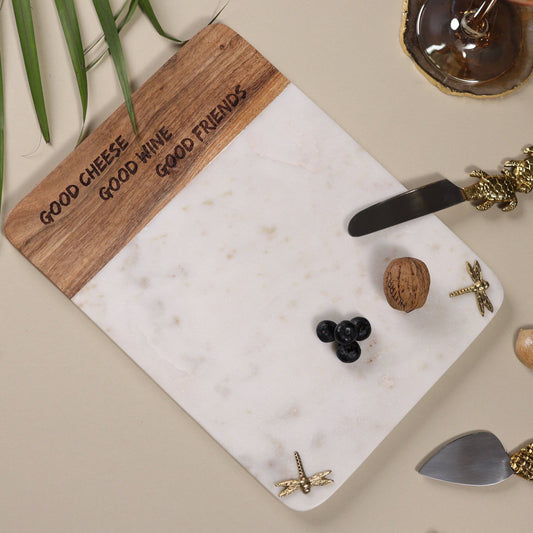 Dragonfly Wooden Marble Friends Cheese Platter (12 inches) - The Decor Circle