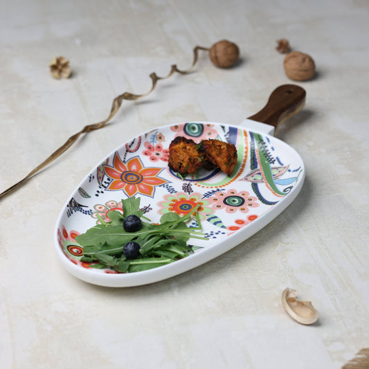 Tableware Multipurpose Floral Ceramic Oval Serving Platter - The Decor Circle