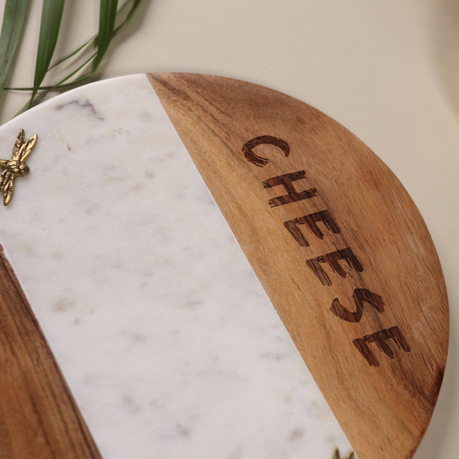Wooden Marble Engraved Cheese Platter (10 inches) - The Decor Circle