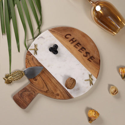 Wooden Marble Engraved Cheese Platter (10 inches) - The Decor Circle