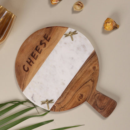 Wooden Marble Engraved Cheese Platter (10 inches) - The Decor Circle