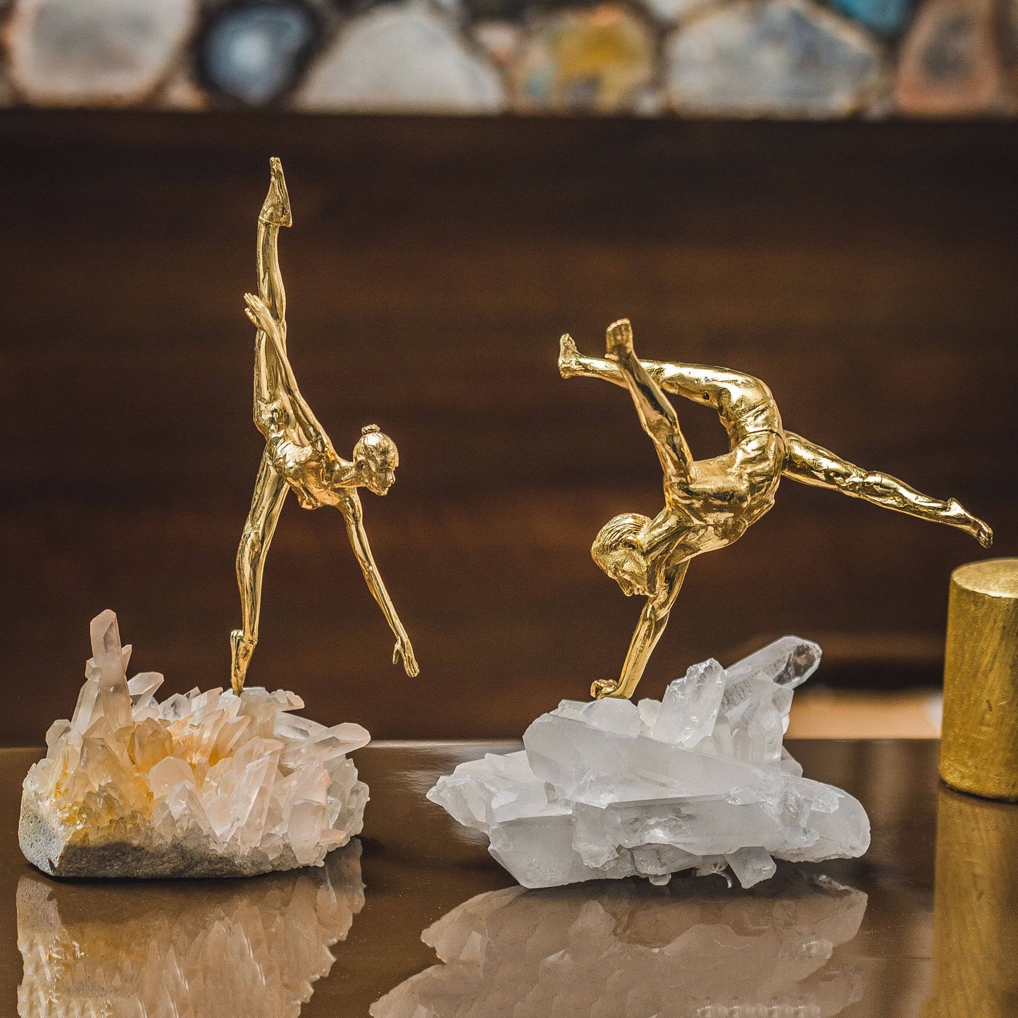 Virago Man Ballerina Crystal Sculpture - Crystal Brass Sculpture - The Decor Circle