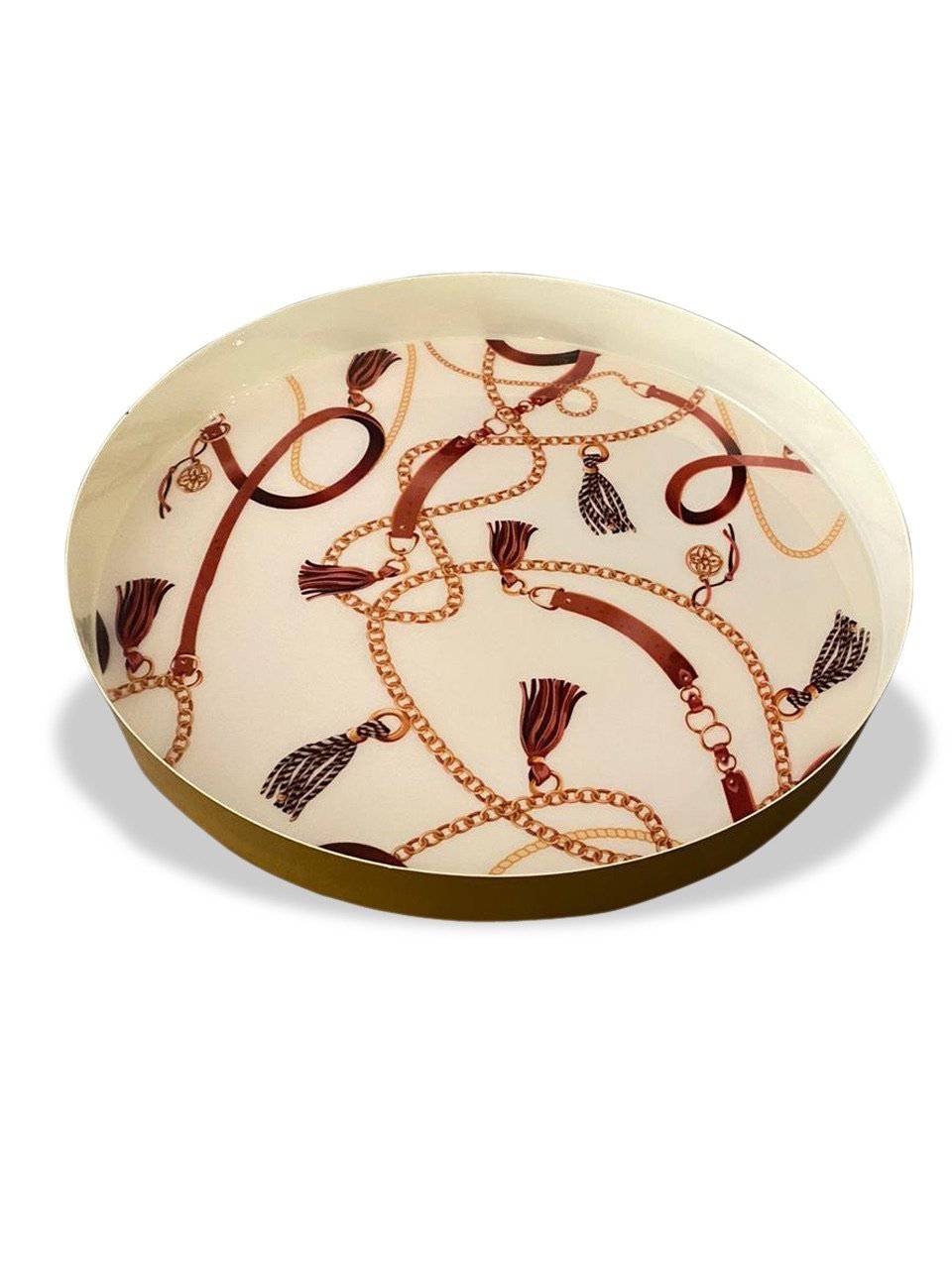 Home Decor Golden Brown Printed Serving Tray (12" inches) - The Decor Circle