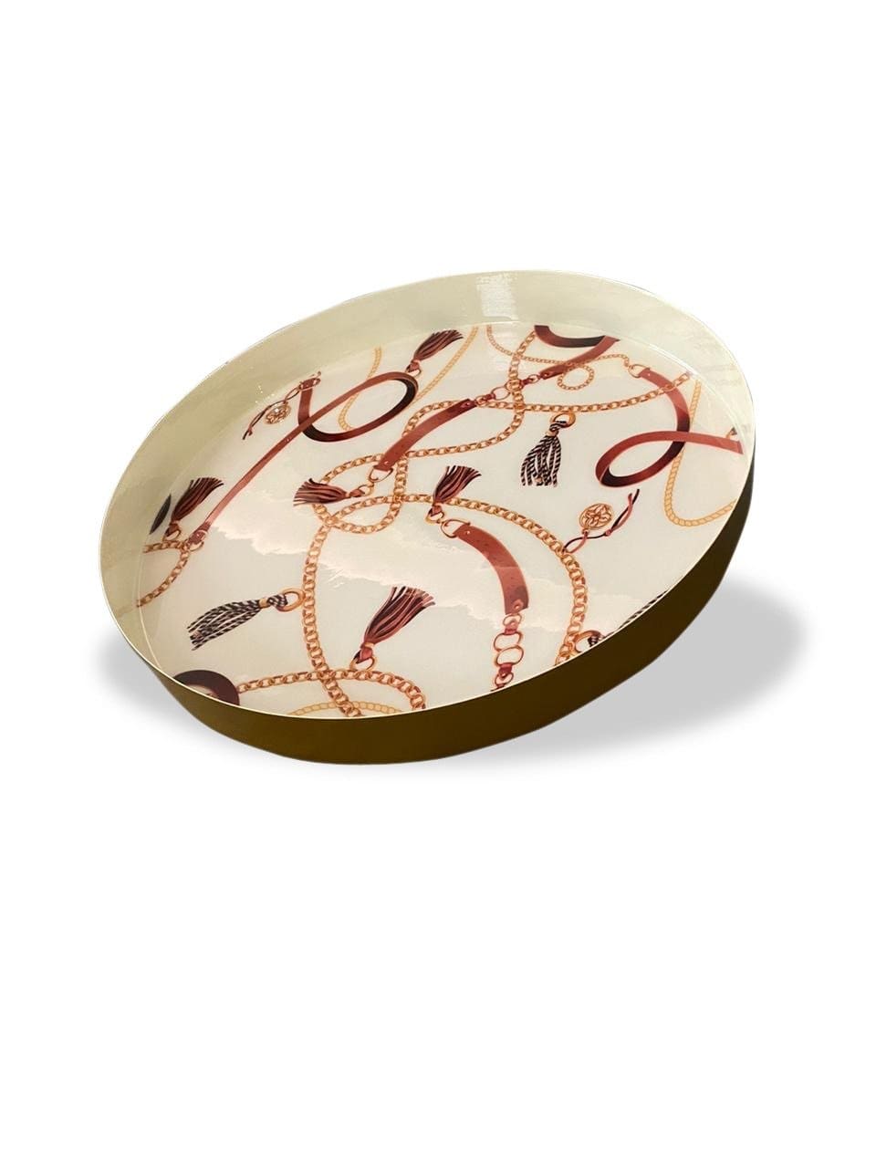 Home Decor Golden Brown Printed Serving Tray (12" inches) - The Decor Circle