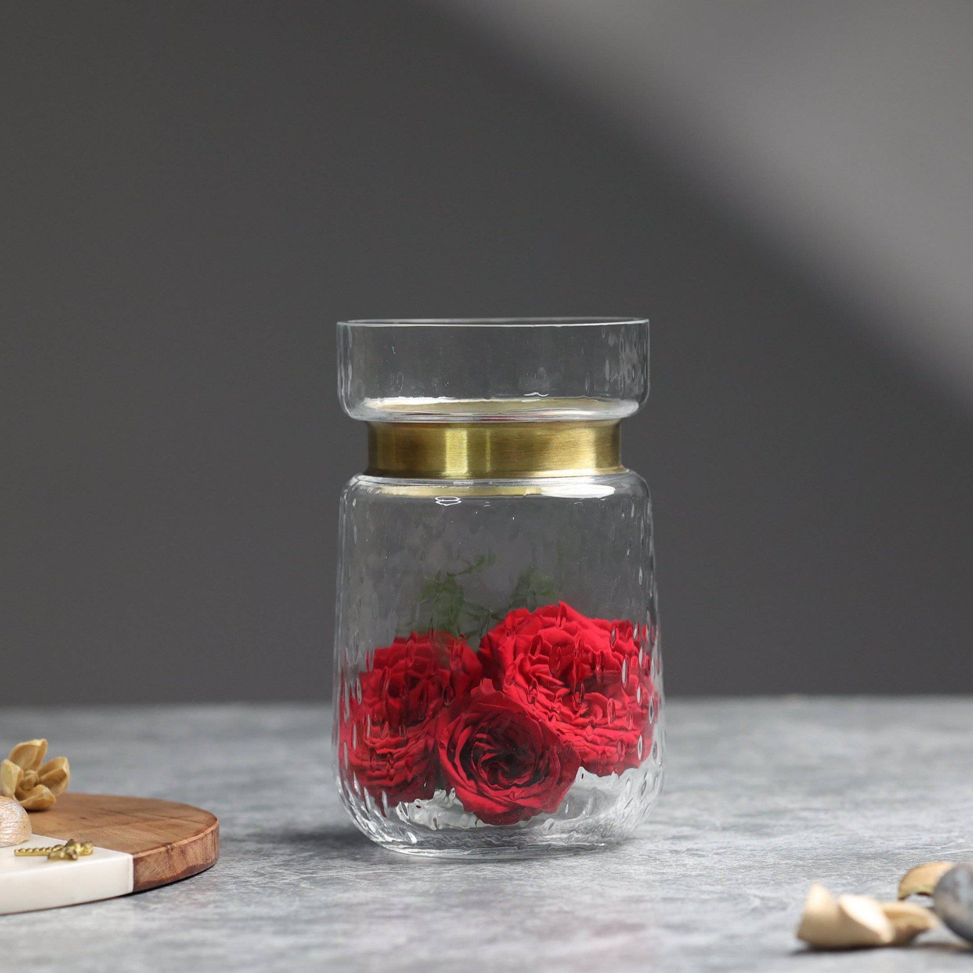 Home Decor Luxury Gold Belt Beaten Glass Vase - The Decor Circle