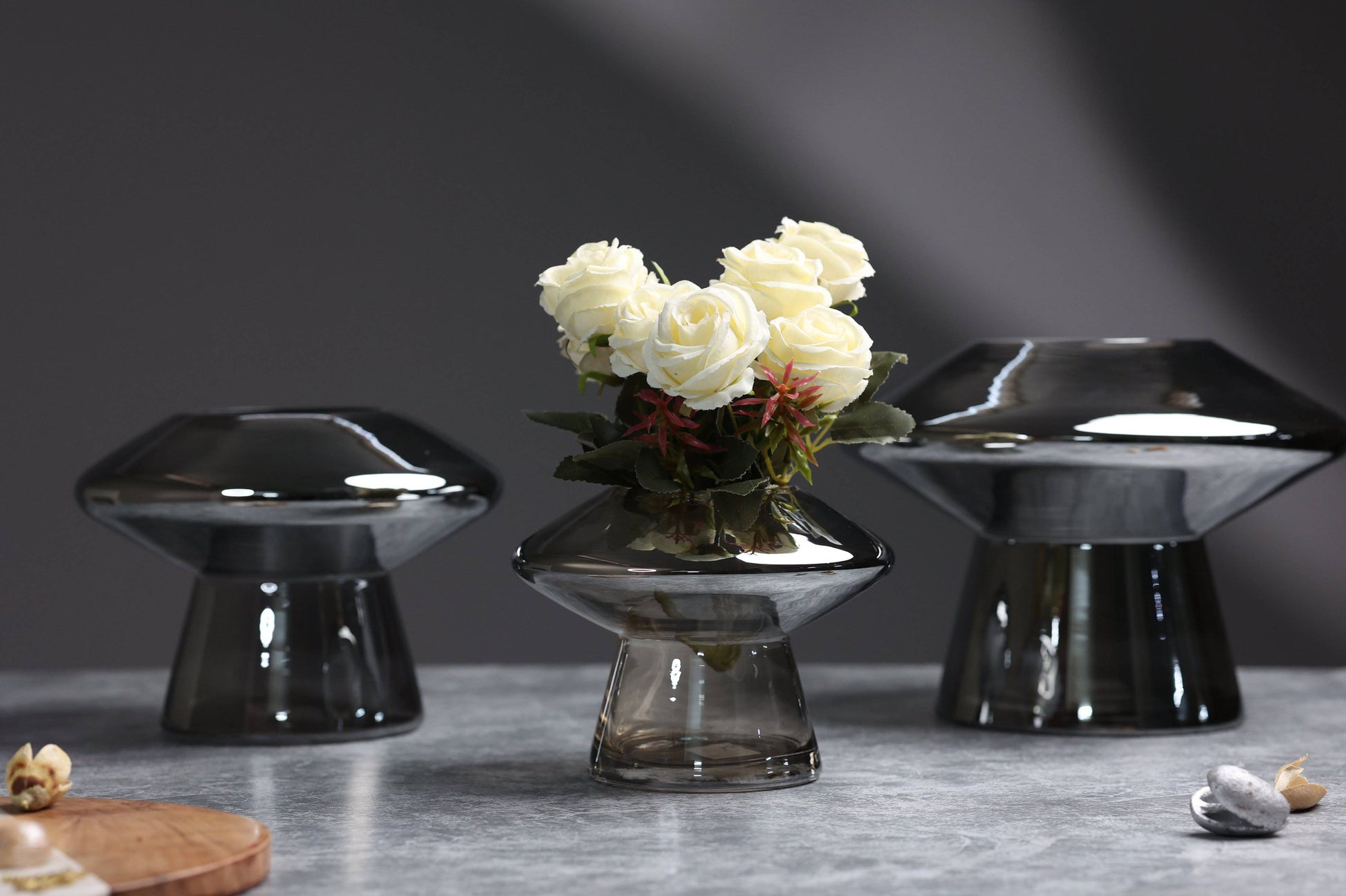 Home Decor Selcouth Smokey Living room Grey Glass Vase - The Decor Circle