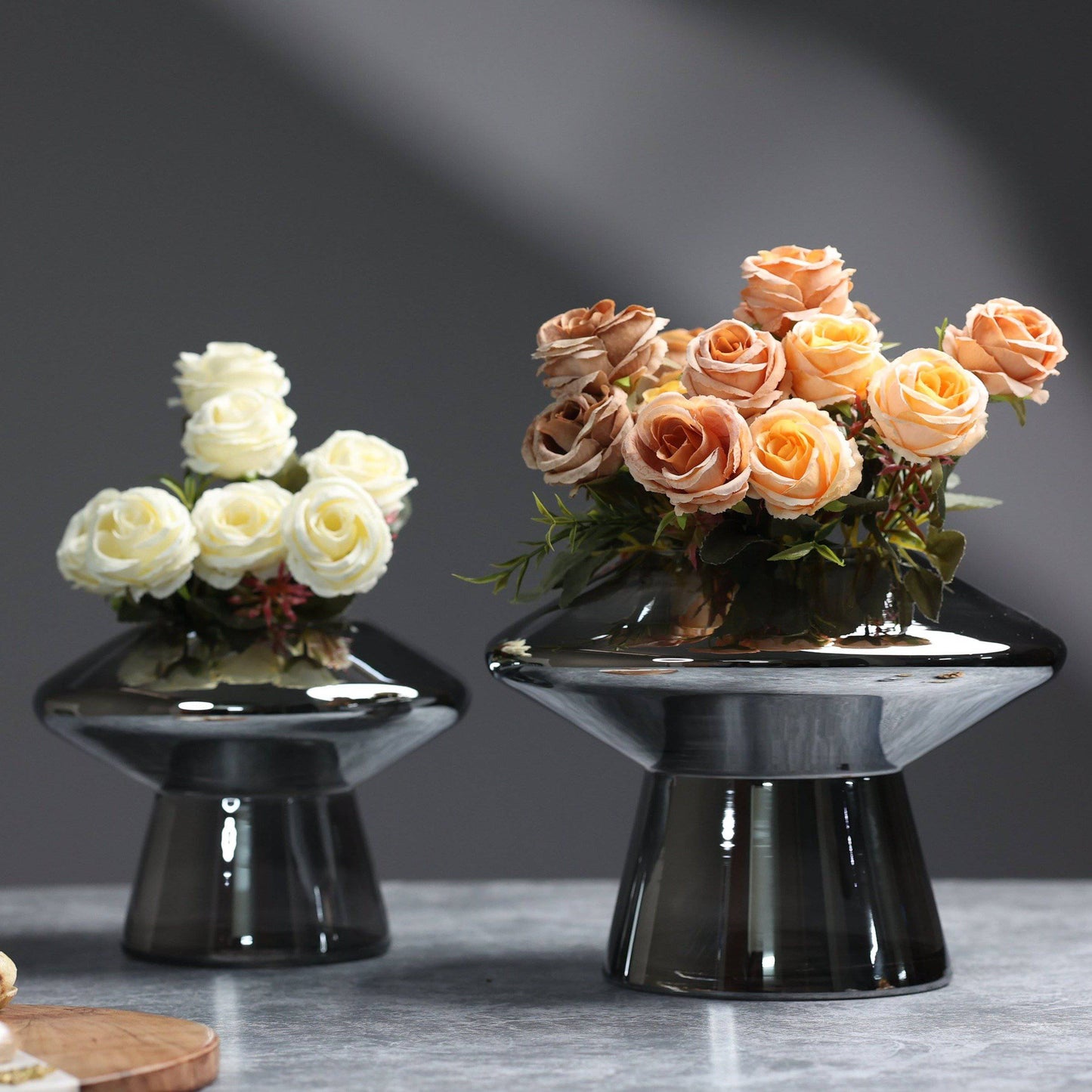 Home Decor Selcouth Smokey Living room Grey Glass Vase - The Decor Circle