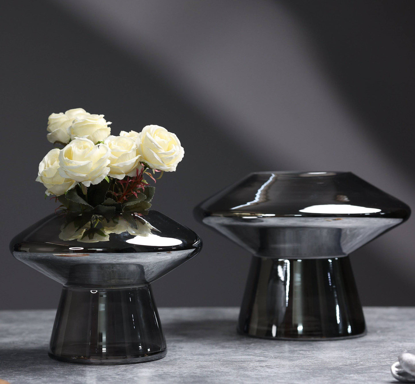 Home Decor Selcouth Smokey Living room Grey Glass Vase - The Decor Circle