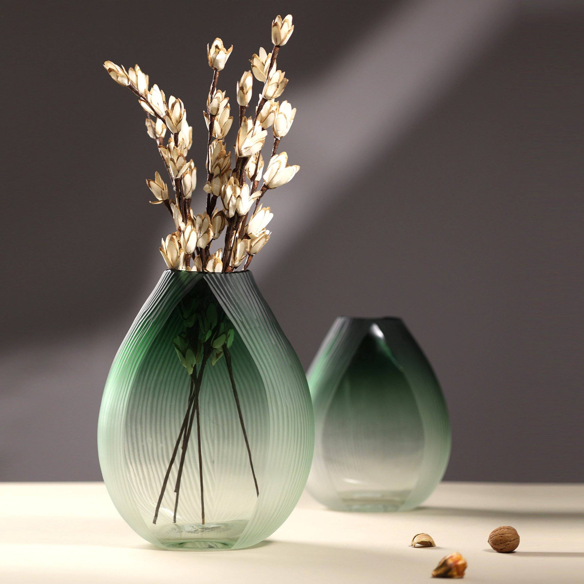 Green Ribbon decorative glass vase - The Decor Circle