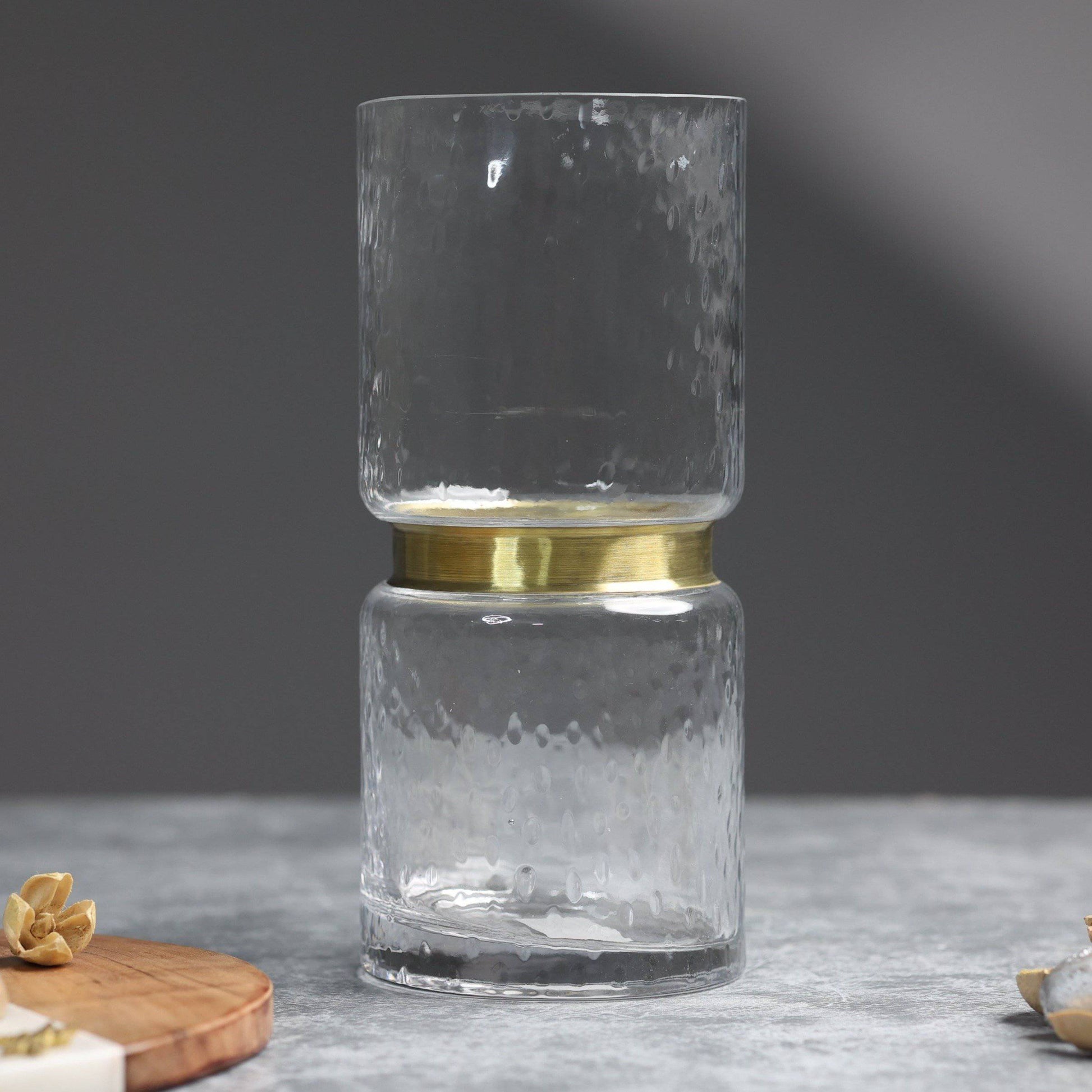 Home Decor Luxury Gold Belt Beaten Glass Vase - The Decor Circle