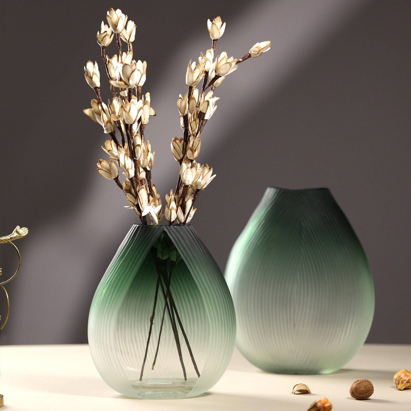 Green Ribbon decorative glass vase - The Decor Circle