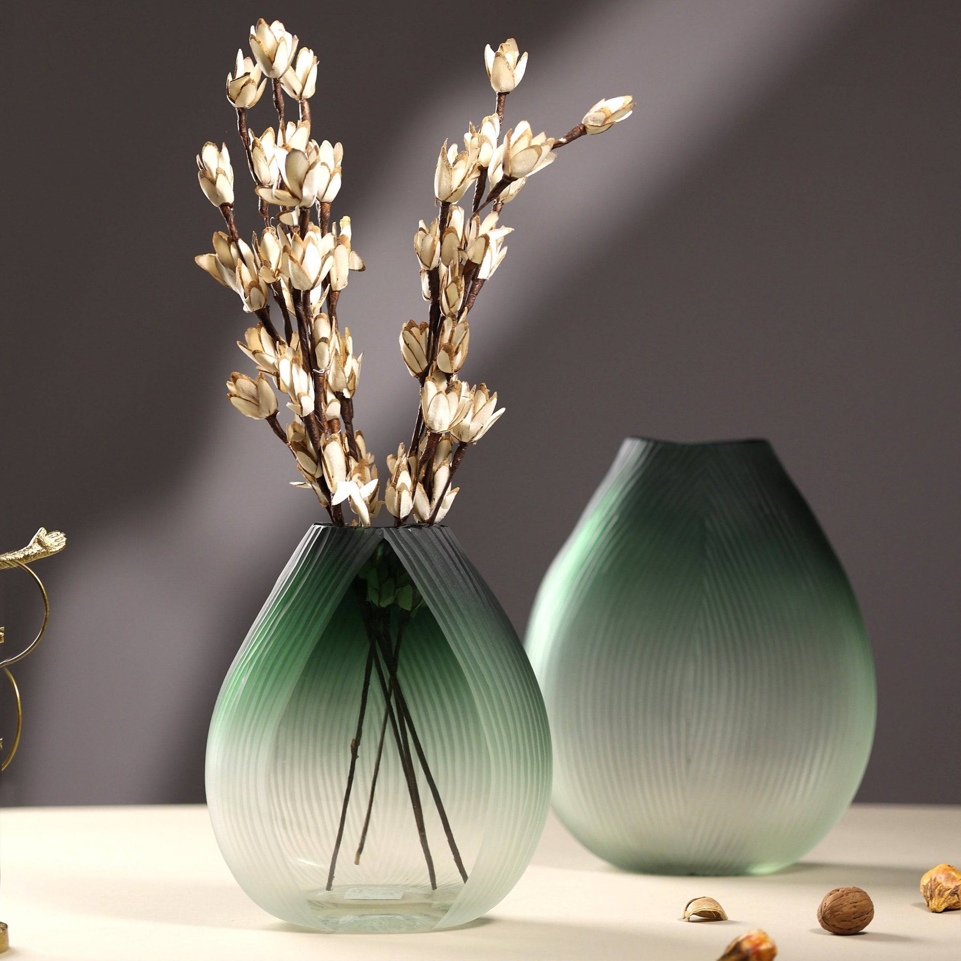 Green Ribbon decorative glass vase - The Decor Circle