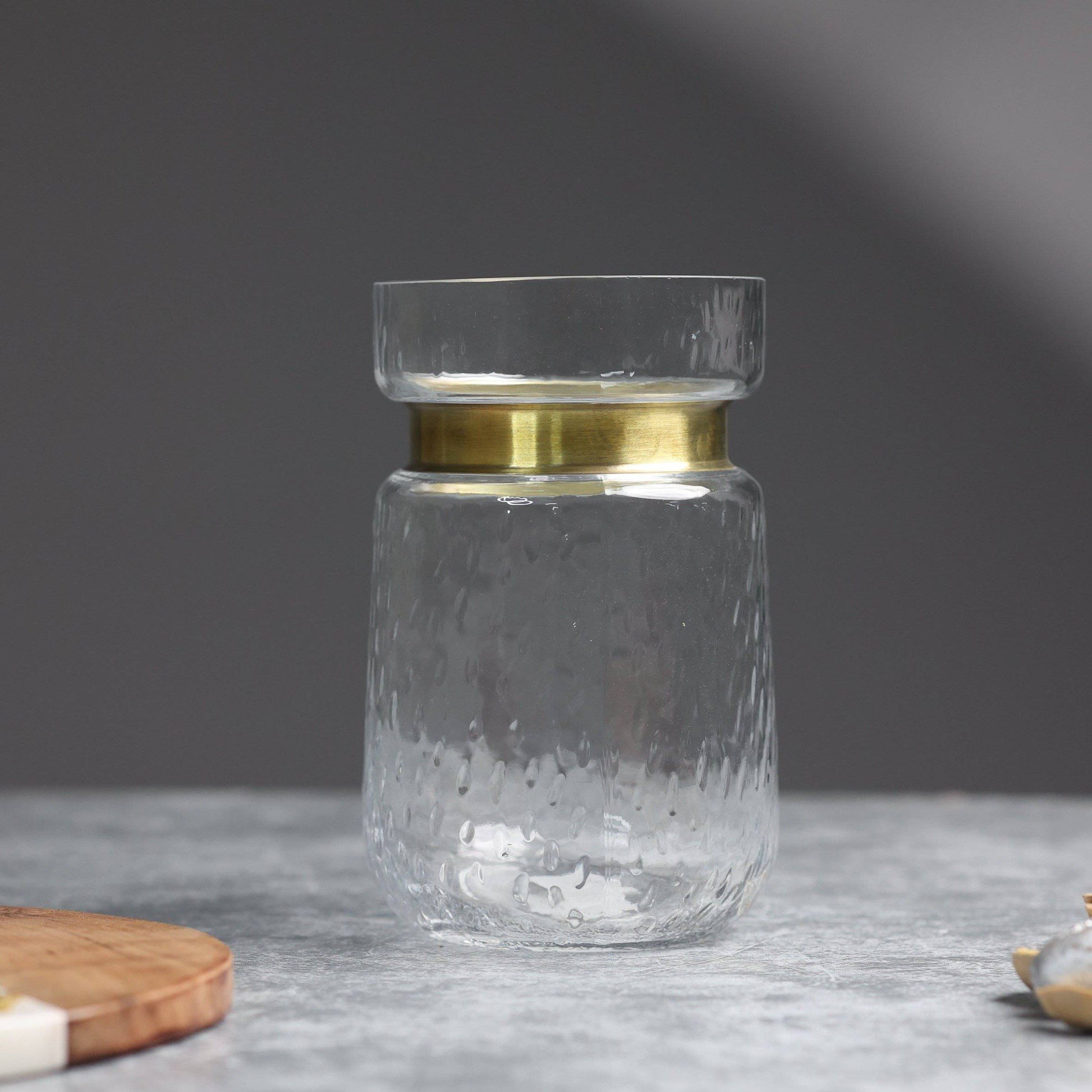 Home Decor Luxury Gold Belt Beaten Glass Vase - The Decor Circle