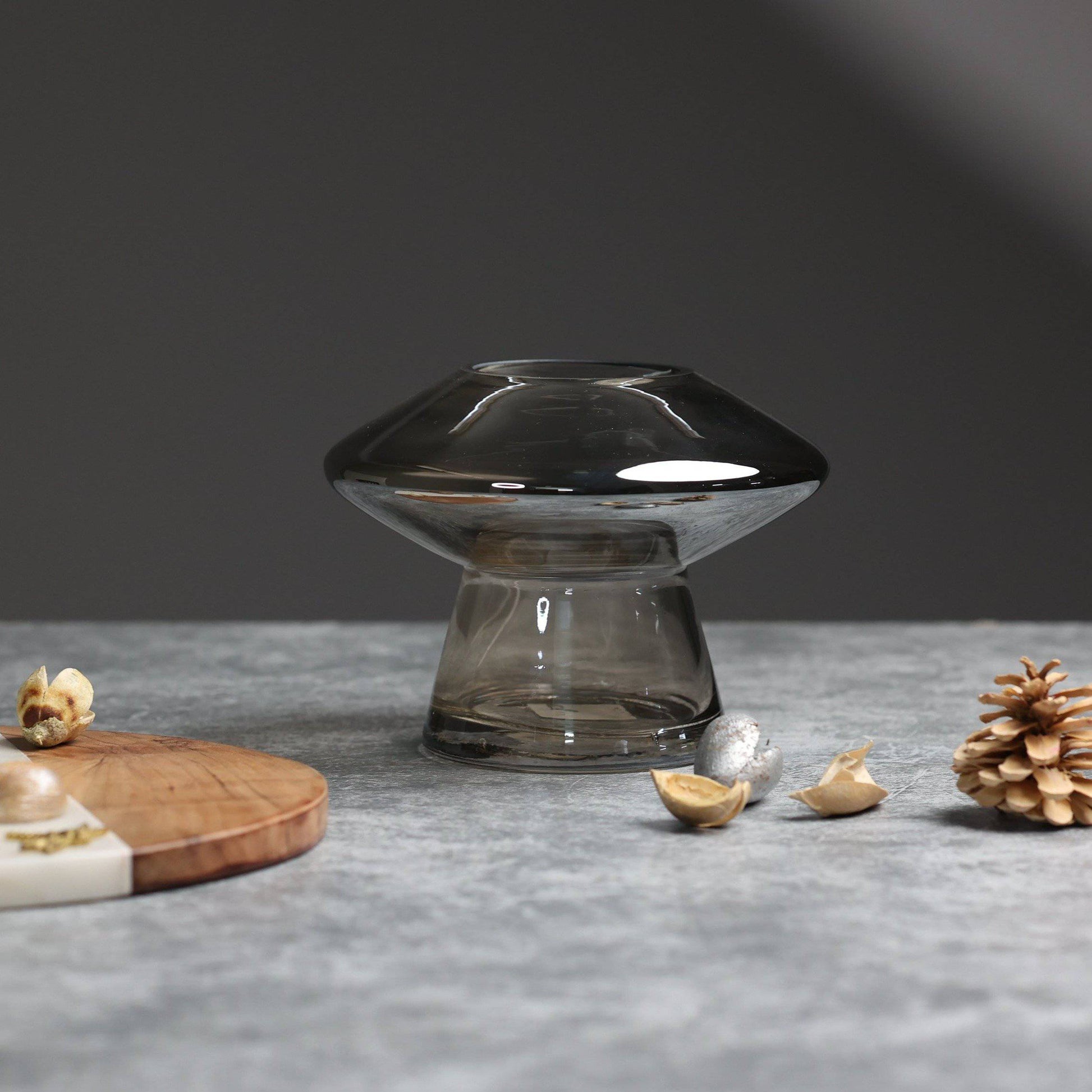 Home Decor Selcouth Smokey Living room Grey Glass Vase - The Decor Circle